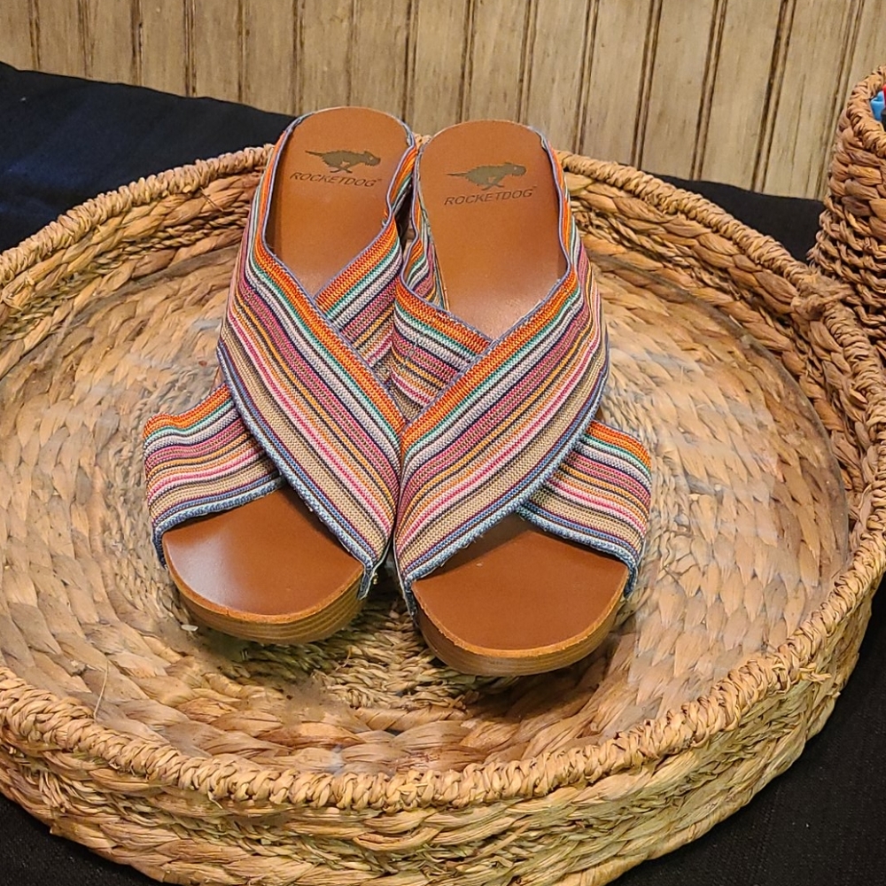 EUC Rocket Dog Criss-cross Wedges size 9.5 - Picture 1 of 9